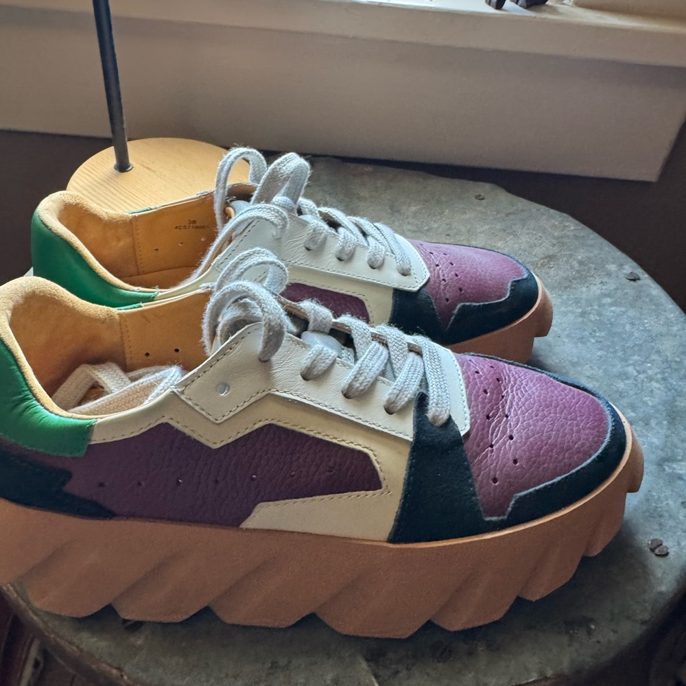 4CCCCEES Multi Colored Leather Casual Shoe Blue, Maroon, Green - Picture 2 of 7